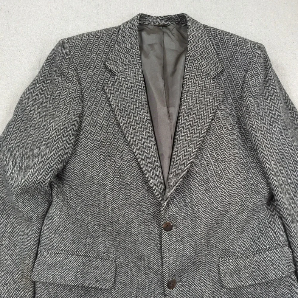 Orvis Blazer Mens 42R Gray Wool Herringbone Sport Coat Jacket USA Made